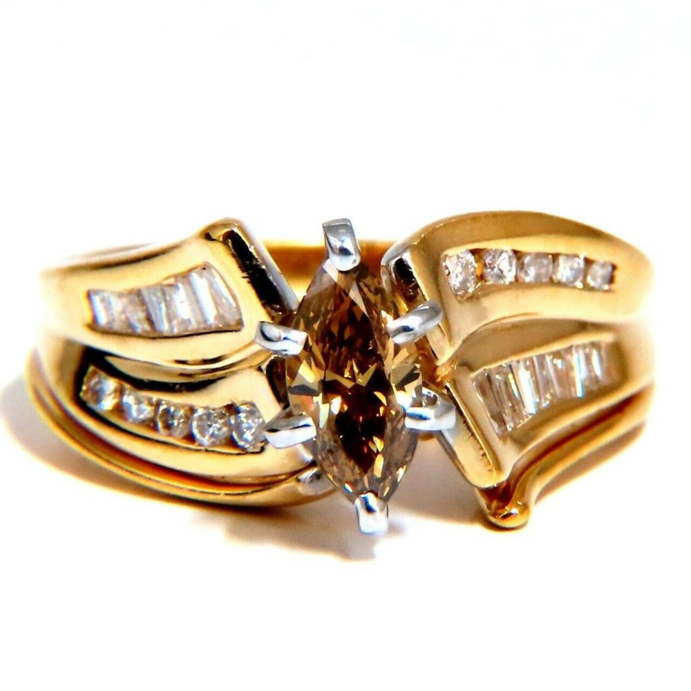 .90ct Natural Fancy Color Yellow Brown Diamond Ring*